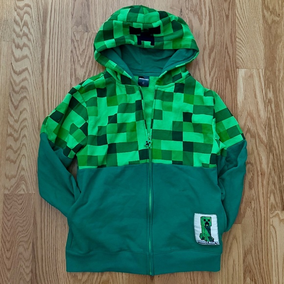 Minecraft Creeper Character Kids Full-Zip Hoodie (L) - Picture 3 of 16